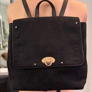 LC Lauren Conrad Black Suede Backpack with Gold Hardware